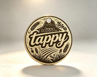 Personalized Farm Etched Metal Tag: Brass Brushed Finish, Pet Collar Charm