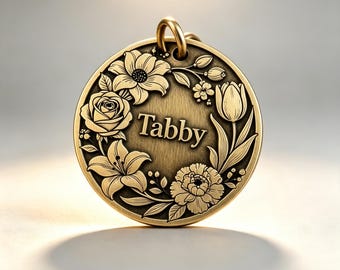 Secret Floral Half Wreath Brass Pet ID Tag You’ve Never Seen Before