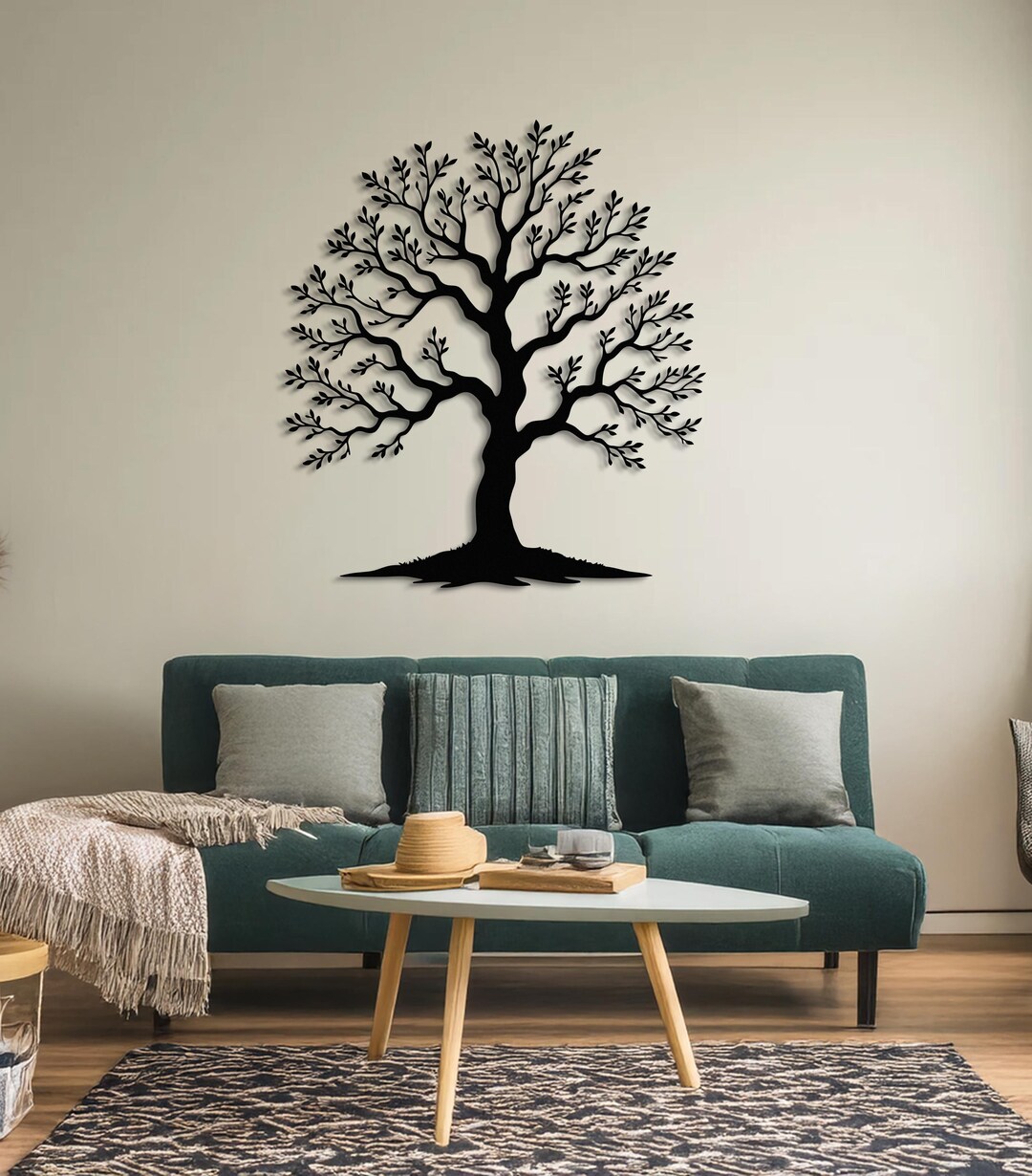 Tree of Life Metal Wall Art, Modern Nature Inspired Black Metal Tree ...