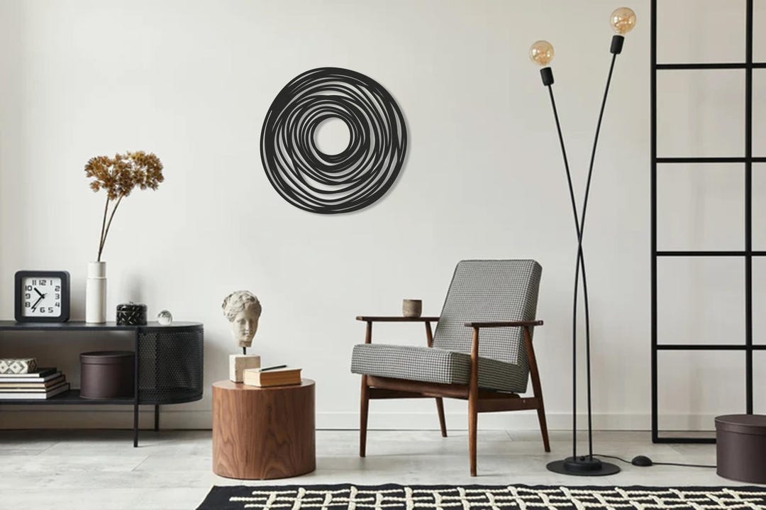 Modern Abstract Circle Wall Art – Metal Spiral Ring Decor, Minimal ...
