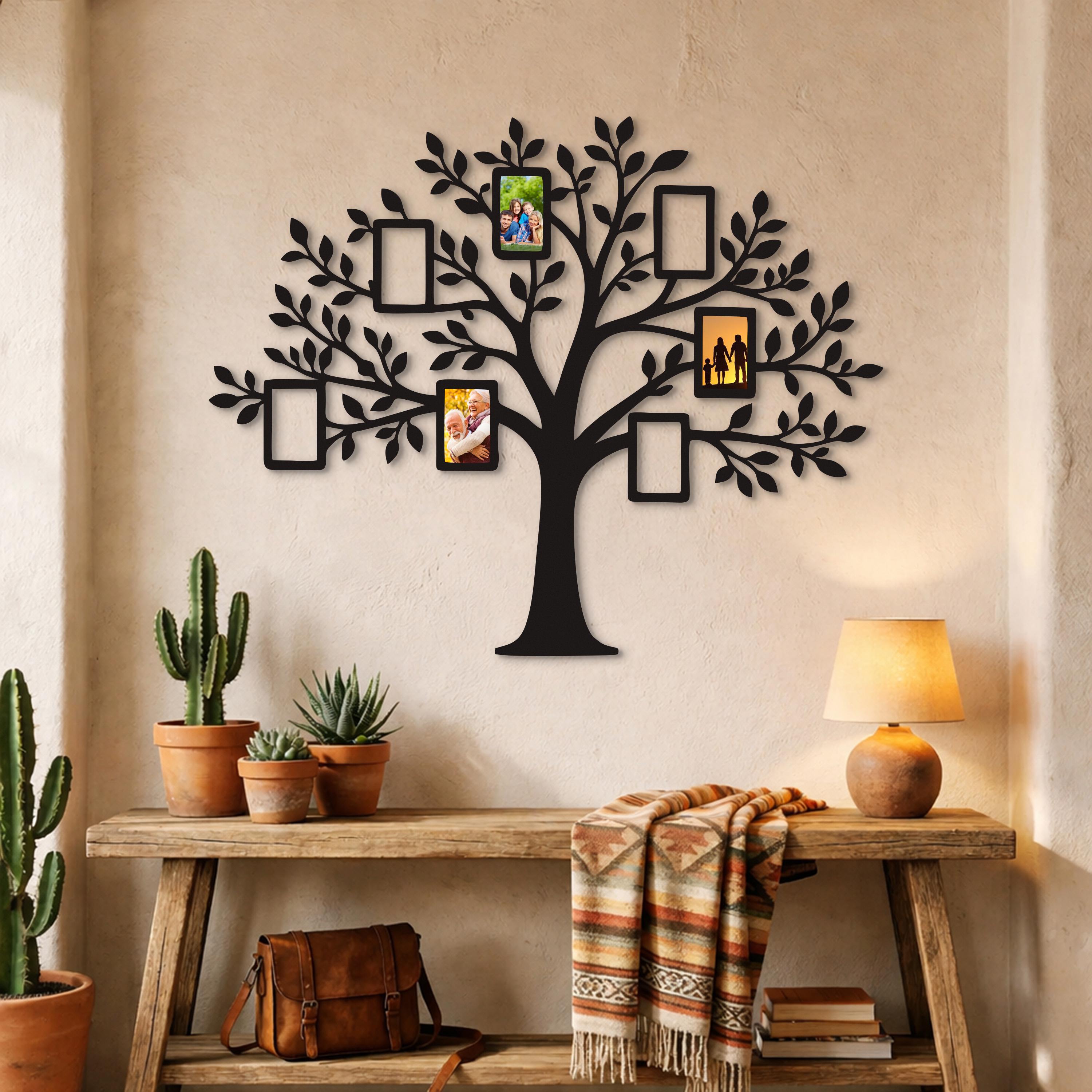Family Tree Metal Wall Art, Photo Frame Tree Metal Wall Decor, Family ...