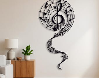 Music Note Metal Wall Art, Treble Clef Metal Wall Decor, Musician Gift, Modern Metal Wall Art, Music Room Decor, Contemporary Wall Sculpture