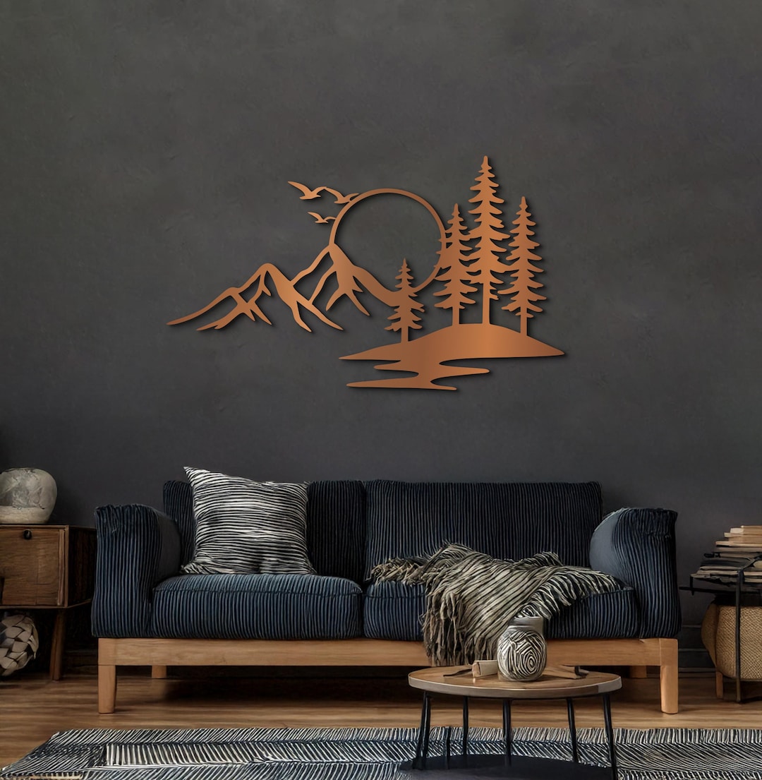 Mountain Forest Metal Wall Art, Nature Landscape Metal Wall Decor ...