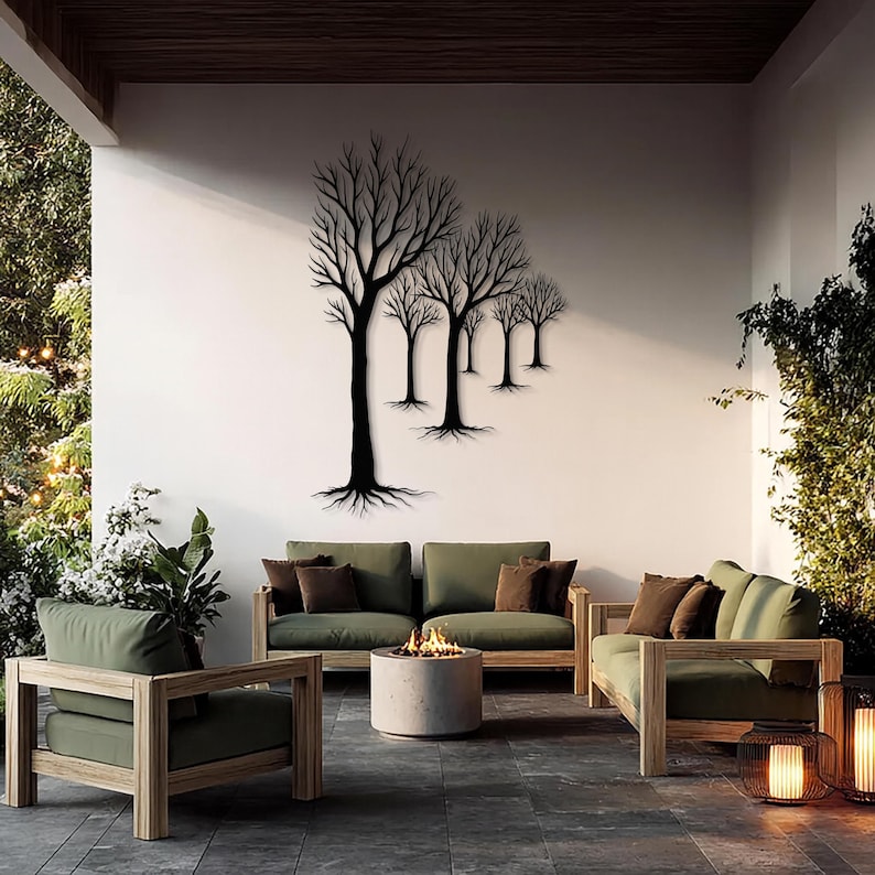 Modern Forest Path Metal Wall Art – Large Nature Wall Decor – Minimal ...