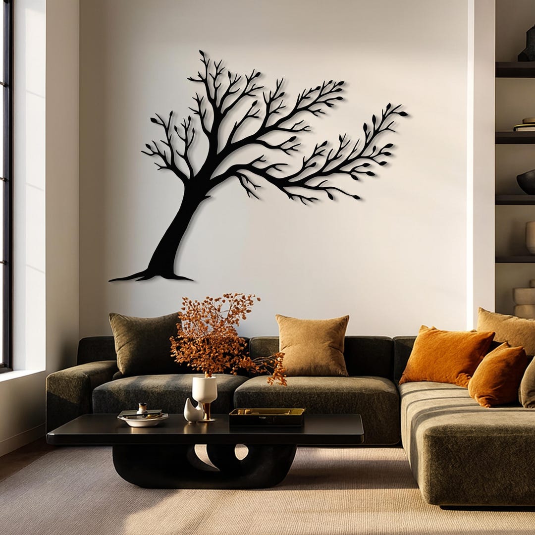 Tree Branch Metal Wall Art, Large Nature Inspired Black Metal Decor ...