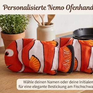 Personalized Clownfish Oven Mitts with Name Embroidery | Fun Fish Pot Holders, Heat Resistant | Gifts for All Kitchen Lovers