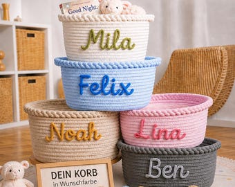 Cesta personalizada para bebé con el nombre que elijas | Regalo para recién nacidos | Cesta de juguetes para la habitación del bebé | Almacenamiento para bebés | Regalo para bebés