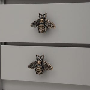 Bee Drawer Knobs Set of 6 Metal Cabinet Handles Jewelry Dresser Pulls