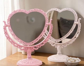 Heart Makeup Mirror Double Sided Vanity Compact Portable Mirror