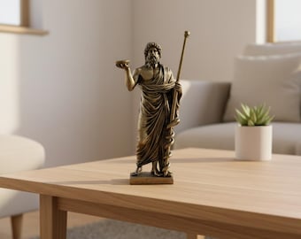 Asclepius Statue, Greek Mythology God of Medicine Resin Sculpture Decor