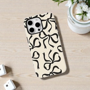 Adorable Bowknot Magnetic Phone Case for iPhone Double-Layer Shockproof Cover with Wireless Charging Support