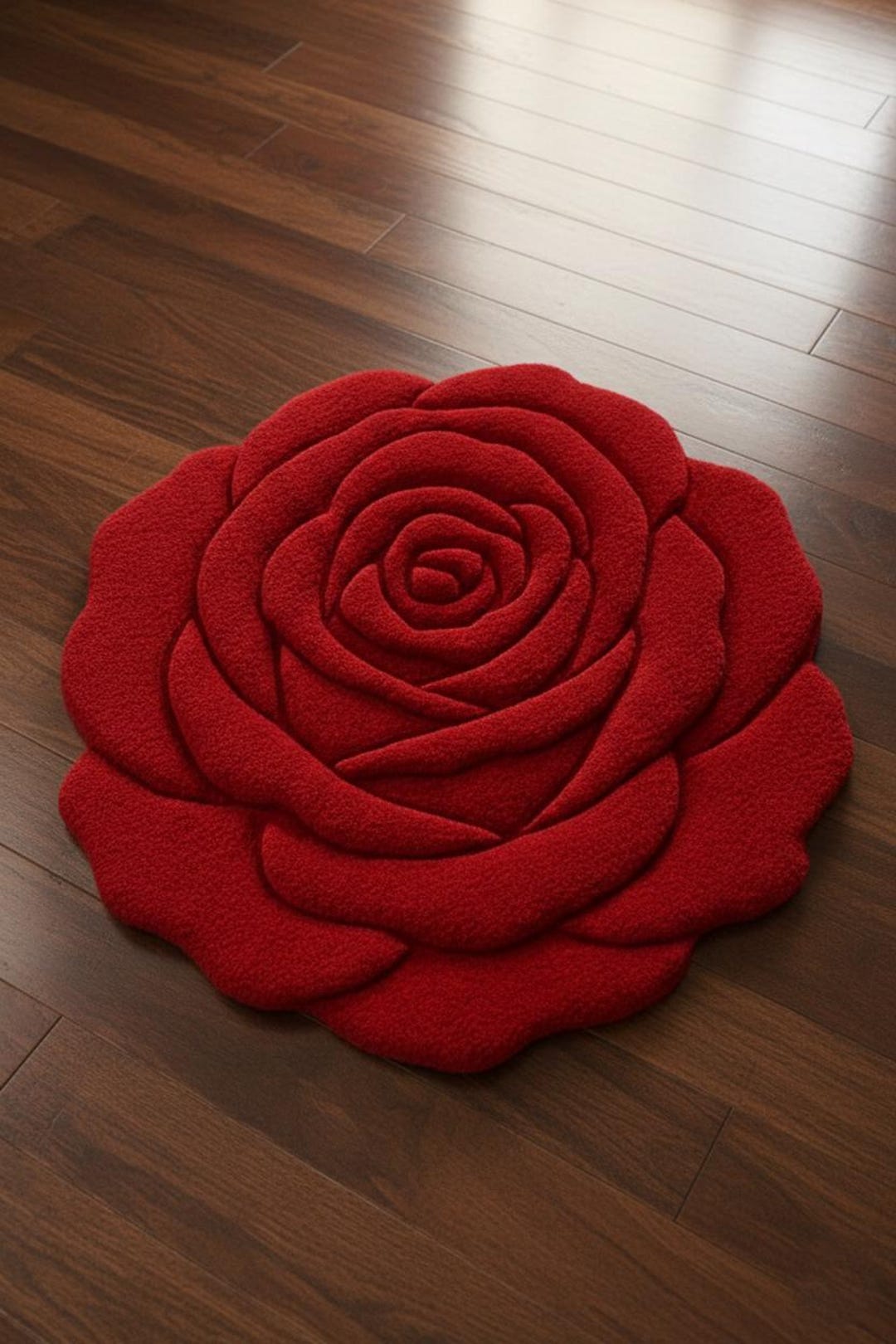 Red Rose Shaped Area Rug | 3D Layered Petal Flower Carpet | Romantic ...