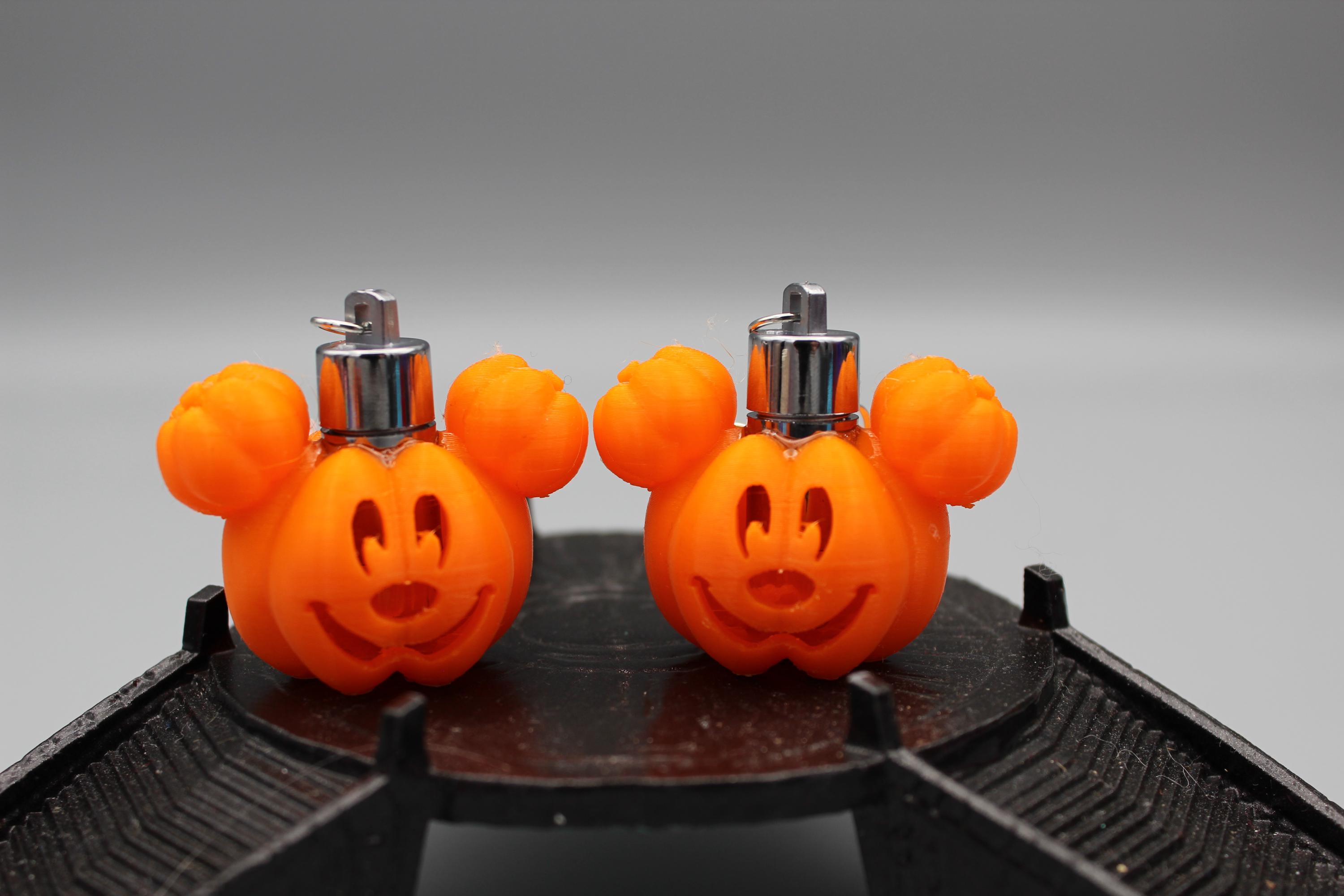 3d Printed Mouse Pumpkin Jack O Lantern Earrings With Lights - Etsy