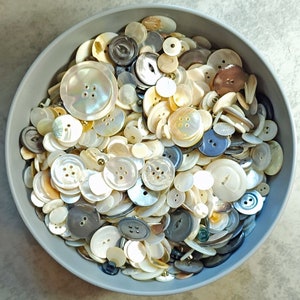 1 pound of Imperfect Vintage 1940s Mother of Pearl Buttons ~ Clean Shell MOP for Crafts Mosaic Slow Stitch Altered Art Scrapbooking etc