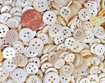 Vintage 1940s Pearl Shell Buttons ~ Cleaned & Polished MOP ~ 3/8" to 1/2" ~ 50 to 300 ~ Sewing Crafts Scrapbooking Slow Stitch