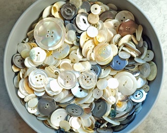 1 pound of Imperfect Vintage 1940s Mother of Pearl Buttons ~ Clean Shell MOP for Crafts Mosaic Slow Stitch Altered Art Scrapbooking etc