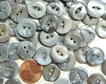 20 Vintage 1940s Dove Gray Fish Eye Cats Eye Mother of Pearl Sewing Buttons ~ Genuine Shell MOP ~ just over 9/16" 15mm