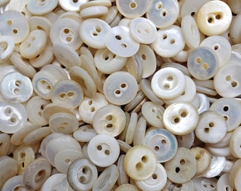 Vintage buttons pearl shell buttons colors plastic buttons large shell buttons small organic antique buttons sewing craft supplies scrapbook