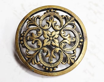 lovely! openwork type Large antique brass sewing button ornate design i