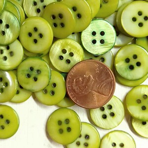 Lime Green Chartreuse Mother of Pearl Sewing Buttons ~ Genuine MOP ...