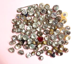 91 Mixed Dimi Rhinestone Buttons ~ all 3/8" and under ~ Baby Doll Diminutives