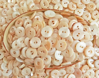 25 to 100 Vintage 1940s Mother of Pearl Shell MOP Buttons ~ White thru Shades of Pale Dusty Peach ~ just over 1/2" ~ Cleaned & Polished
