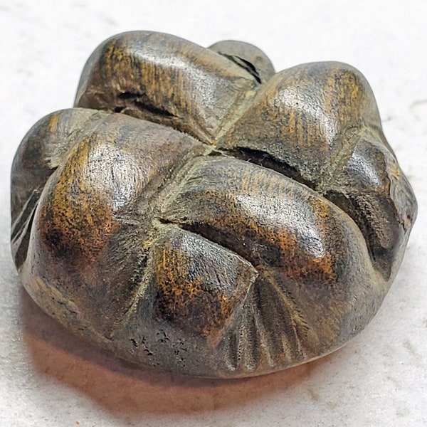 Chunky Vintage Carved Wood Coat Button ~ Striking Interlaced Woven Knot Design ~ Almost 1-1/4"