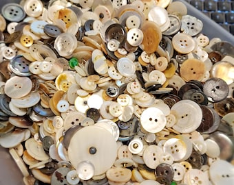 Imperfect Clean Vintage Pearl Shell Buttons ~ Crafts Mosaic Slow Stitch Scrapbooking etc ~ 1/2 pound