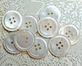 Gorgeous Vintage Set of 9 Mother of Pearl Buttons ~just over 1-1/16" ~Wedding Bridal ~Iridescent Shell MOP