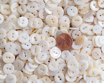 50 or 100 Vintage MOP Mother of Pearl Shell Fish Eye Buttons ~Gently Cleaned & Polished ~3/8 inch to 1/2"
