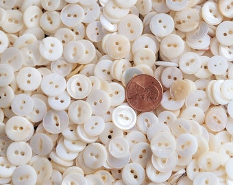 Vintage Antique Mother of Pearl Cat Eye / Fish Eye Sewing Buttons ~ Gently Cleaned & Polished Shell MOP ~  3/8" to 1/2" ~ 50 or 100