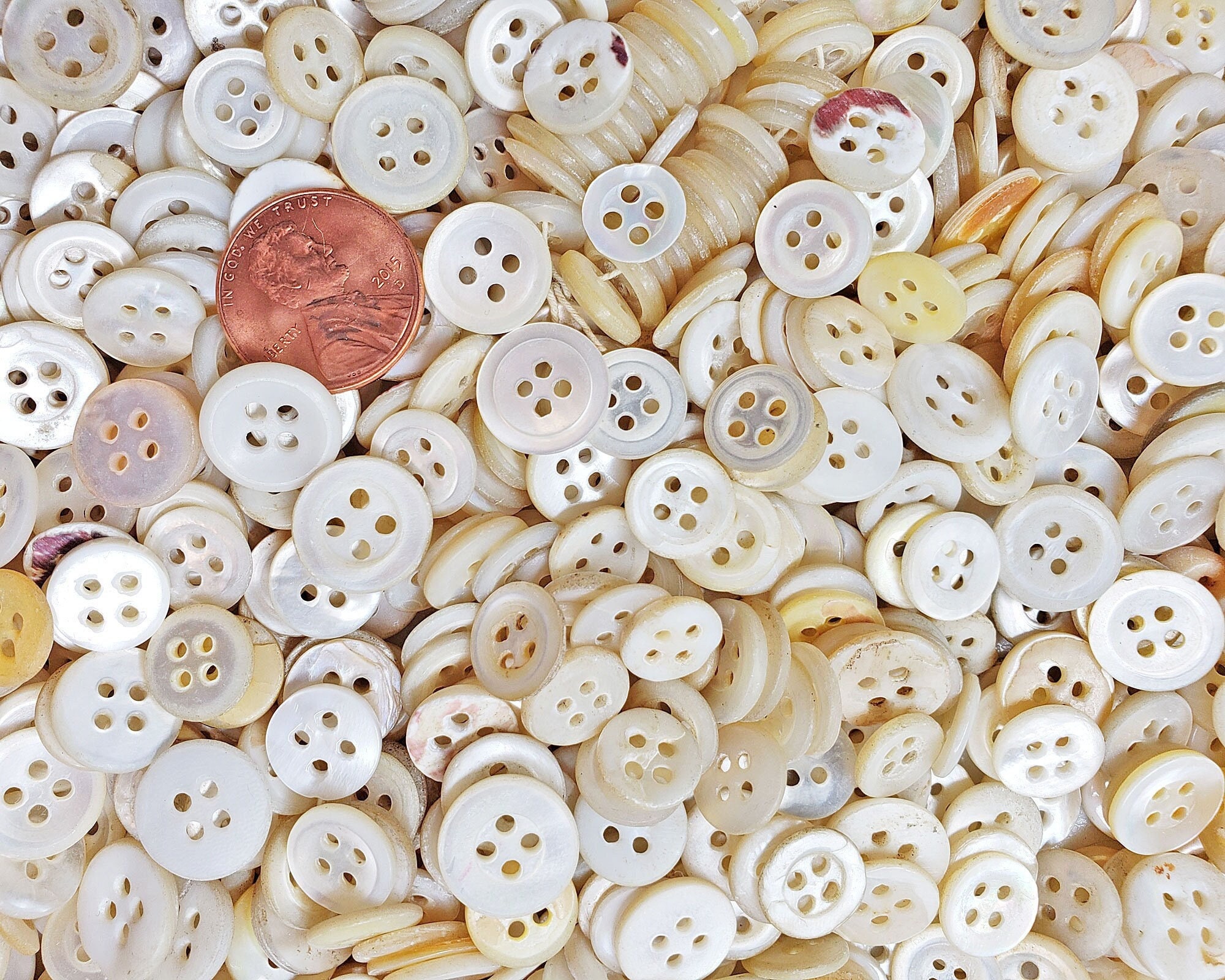 Set of 36 Vintage Mother of Pearl Buttons – Put This On
