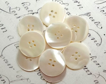 Vintage Vanilla Cream Mother of Pearl Buttons ~ Cleaned & Polished Shell MOP w/ Frosty Luster ~ 1" 25mm ~ Wedding Bridal ~ 6 or 10 ct.