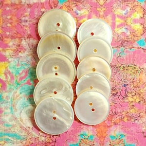 10 Vintage 1940s Minimalist Mother of Pearl Sewing Buttons 5 15/16 5