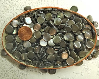 Vintage 1940s Smoky Gray Mother of Pearl Shell MOP Sewing Buttons ~ just under 7/16" ~ Self Shank ~ Select Quantity: 25 or 50 Ct.