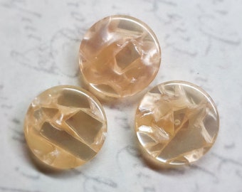 Retro Set of 3 Vintage Pastel Lucite Sewing Buttons w/ Embedded Faux Mother of Pearl Pieces ~ just over 3/4"