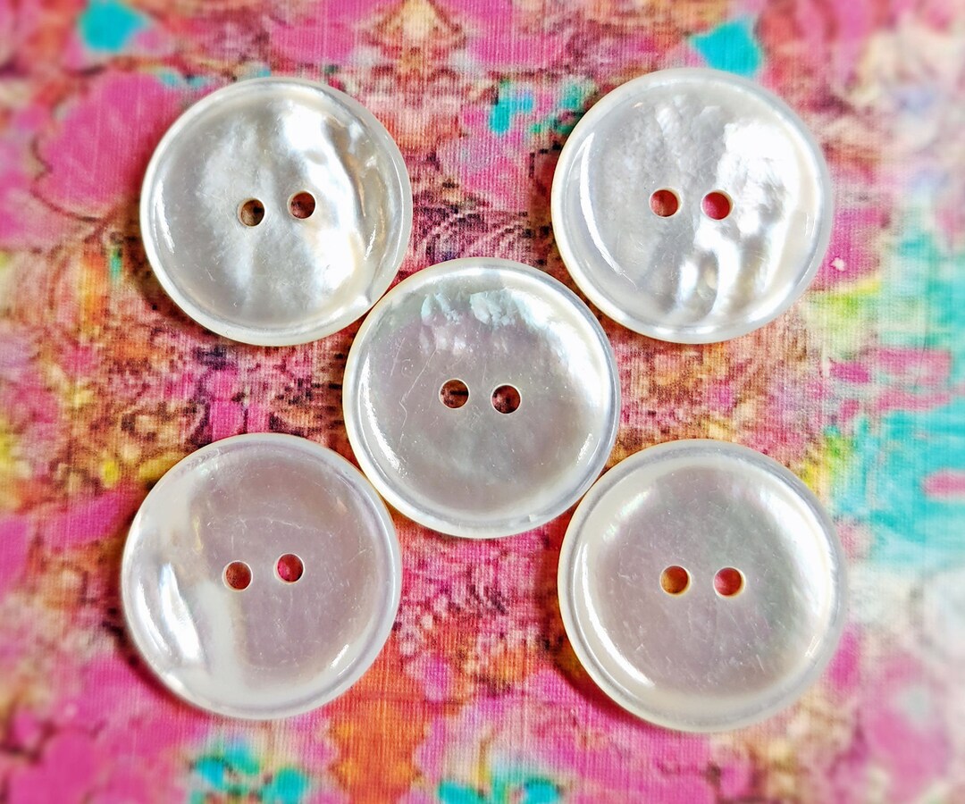 Set of 5 Vintage 1940s Minimalist Iridescent Mother of Pearl Sewing