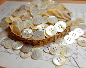 10 or 25 Vintage 1940s Minimalist Mother of Pearl Sewing Buttons ~ Beautiful Shell MOP Luster ~ just over 11/16" ~ Cleaned & Polished