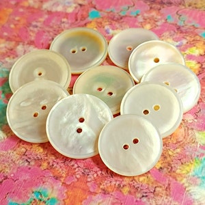10 Vintage 1940s Minimalist Mother of Pearl Sewing Buttons 5 15/16 5