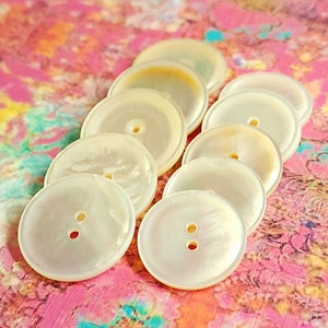 10 Vintage 1940s Minimalist Mother of Pearl Sewing Buttons 5 15/16 5