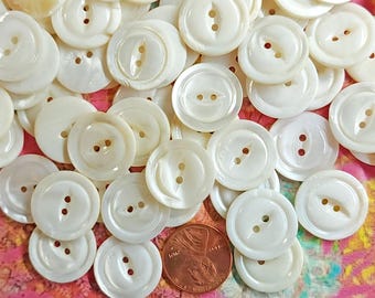 Vintage 1940s Pearl Shell Cat Eye Buttons ~ Approx 3/4" ~ Wedding Bridal ~ 6 to 25 Ct.