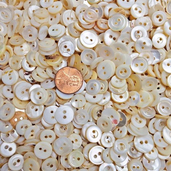 50 100 or 200 Vintage Mother of Pearl Shell MOP Sewing Buttons ~Gently Cleaned ~Quilting Crafts Scrapbooking ~3/8" to 1/2"