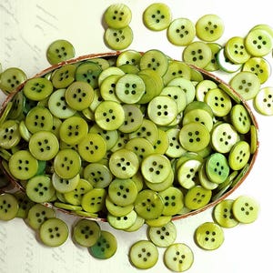 Lime Green Chartreuse Mother of Pearl Sewing Buttons ~ Genuine MOP ...