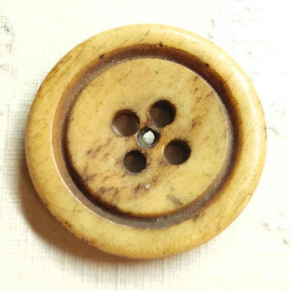 Antique 5-Hole Lathed Bone Coat or Suspender Button  ~ 13/16" ~ Late 1700s to Early 1800s