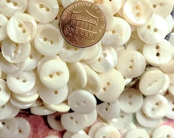Vintage 1940s Pearl Shell Cat Eye / Fish Eye Buttons ~ just under 1/2" ~ 10 to 100