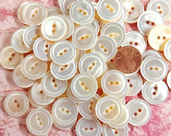 Vintage Creamy White Cat Eye Mother of Pearl Buttons ~ Fish Eye MOP Shell w/ Soft Luster ~ just over 11/16" ~ Wedding Bridal ~ 6 or 12 Ct.