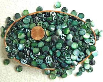 12 to 48 Ct. Vintage Dimi Dark Green Blue Teal Mother of Pearl Shell MOP Buttons ~ Approx 3/8" ~ Baby Doll Diminutives