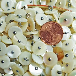 Vintage 1940s Pearl Shell Pin Shank Buttons ~ Just Over 7/16