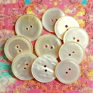 10 Vintage 1940s Minimalist Mother of Pearl Sewing Buttons 5 15/16 5