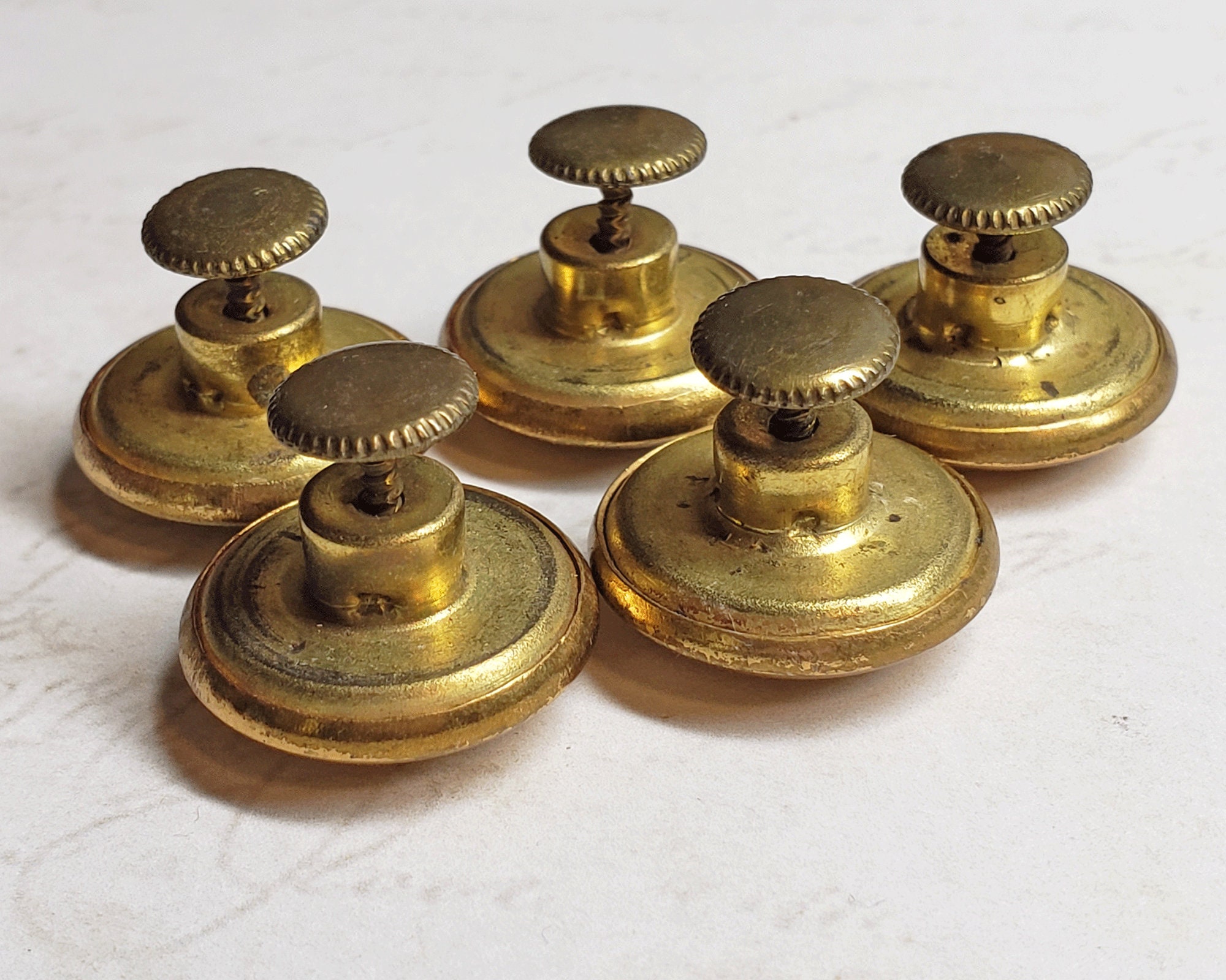 Antique Brass Screw Stud Buttons 3/4 19mm Set of 5 Etsy